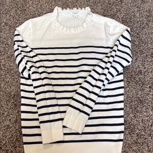 J. Crew Blue and White Crew Neck Sweater with Classic Stripes